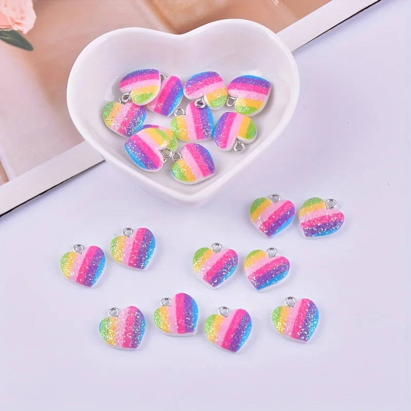 10 adet renkli kalp reçine tak - Resin Craft Projects incelemesi ve fiyatı