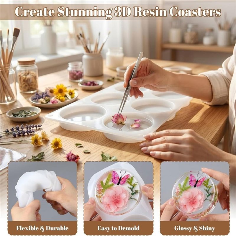 [ABFI!】 DIY Epoksi Sanat El Sa - Coaster Mold Round incelemesi ve fiyatı